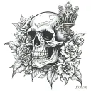 skull flowers gothic castle tattoo design idea