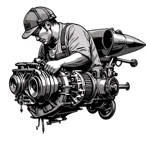 Lift Formula Aviation mechanic working on an engine tattoo design idea