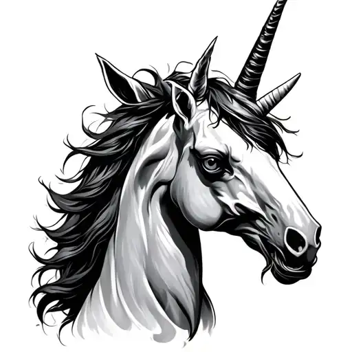 scary unicorn horror movie inspired tattoo design idea