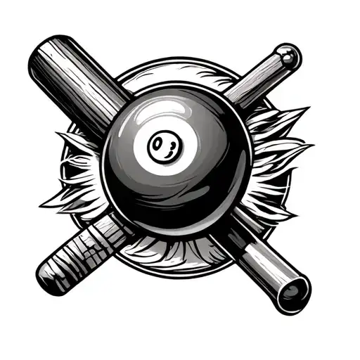 A billiards pool stick tattoo design idea