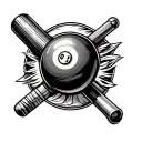 A billiards pool stick tattoo design idea