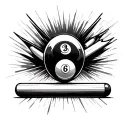 A billiards pool stick tattoo design idea