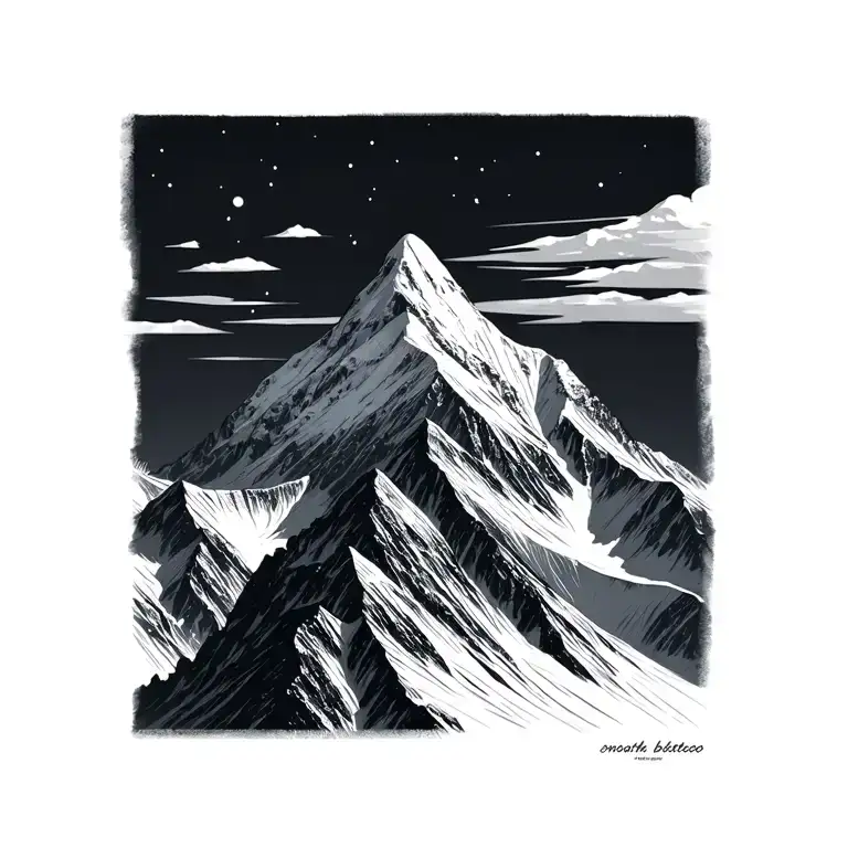 Mont Blanc mountain in a setting by adding a small alien tattoo design idea
