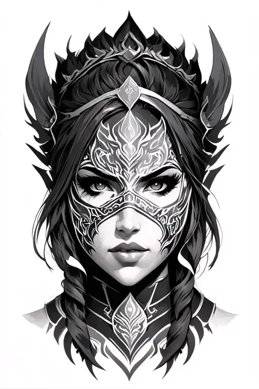 Mirana from Dota 2 only face tattoo with cosmetic item mask of metira tattoo design idea