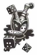 Bowling pin, blackjack, dice, tame impala tattoo design idea