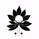 1 to 1.5 inch minimalist tattoo featuring a lotus, sun and three vertical dots. It has to be simple. tattoo design idea