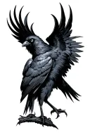 Black crow with 2 open wings and one eye tattoo design idea
