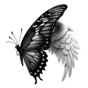 half angel wing half butterfly tattoo design idea
