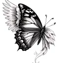 half angel wing half butterfly tattoo design idea