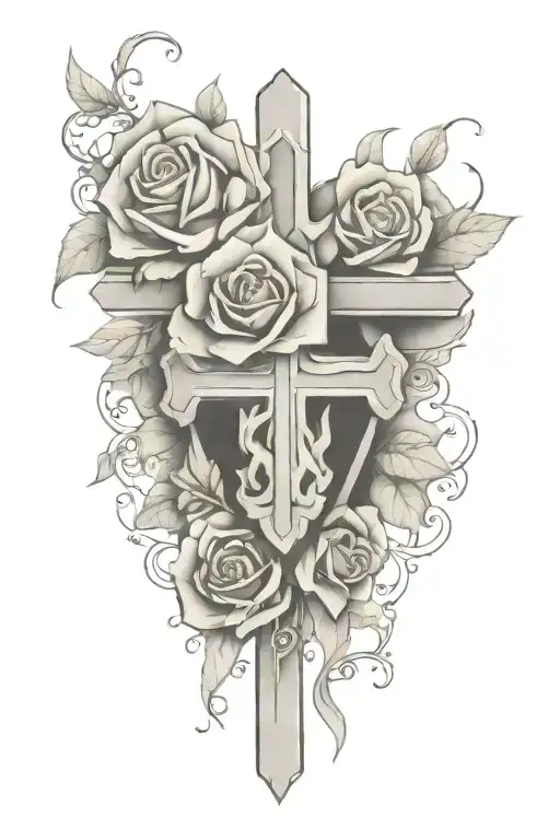 Romans 8:11 with cross and roses sacred heart shaped lock Roman 8:11 banner romans 8:11 tattoo design idea