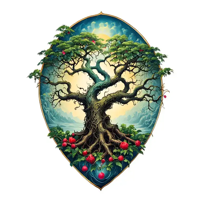 poison tree intertwined tattoo design idea