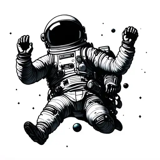 astronaut floating in space tattoo design idea