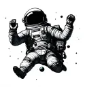 astronaut floating in space tattoo design idea