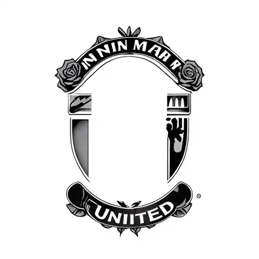roses and man Utd badge incorporated tattoo design idea