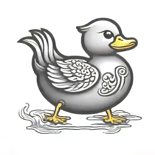 Simplist rubber ducky toy house symbol in the style of game of thrones tattoo design idea