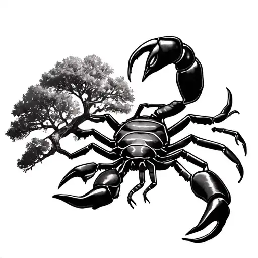 live oak tree on a scorpion tattoo design idea