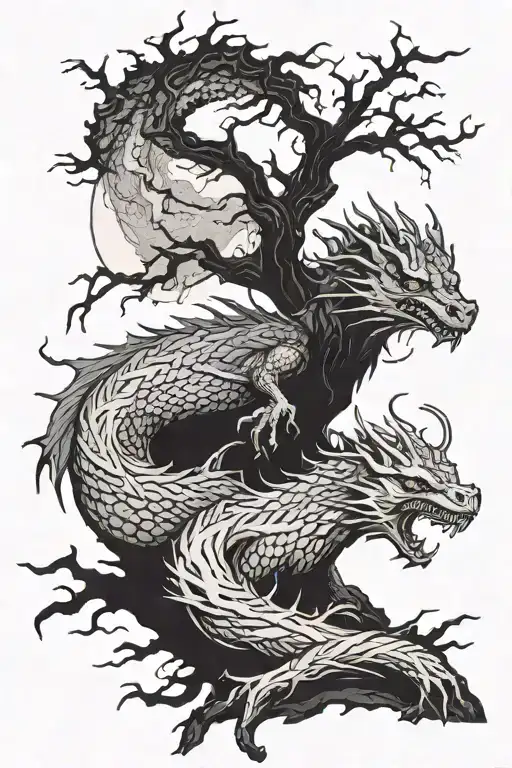 Shoulder could have a eye of fire instead of a sun. Very fierce depiction of smaug but make the tree more ominous and ha tattoo design idea