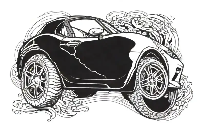 angled side view of a 2020 miata tattoo design idea