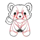 minimalist cute red panda tattoo, black and red lines  tattoo design idea