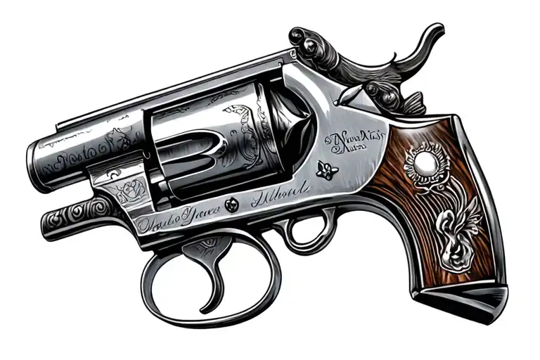 long barrel us navy flintlock pistol tattoo design idea