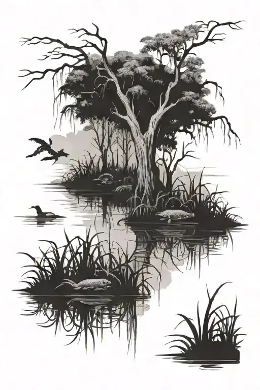 Louisiana swamp tattoo design idea