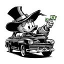 scrooge mcduck with money bag and car  tattoo design idea