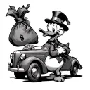 scrooge mcduck with money bag and car  tattoo design idea