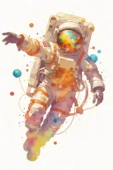 astronaut with planets orbiting tattoo design idea