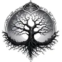 Mortality mixed tree of life tattoo design idea