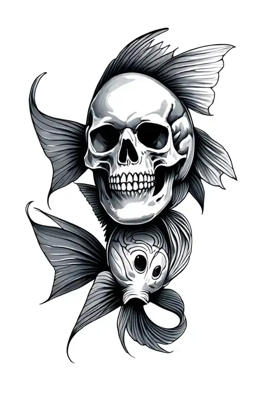 coi fish, skulls, manly, shadding tattoo design idea