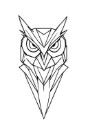 geometric owl head tattoo design idea