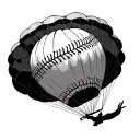 baseball parachuting tattoo design idea