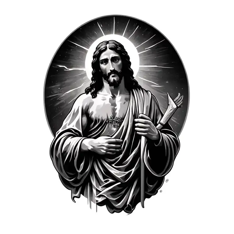 jesus holding tattoo design idea