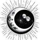 moons connecting with light rays tattoo design idea