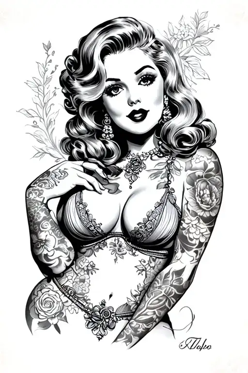 pinup girl with tattoos tattoo design idea
