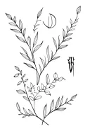 Fleigrane lines, floral elements combined with symbols seed the strength tattoo design idea