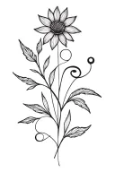 Fleigrane lines, floral elements combined with symbols seed the strength tattoo design idea