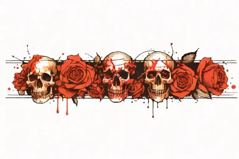 skull roses tattoo design idea