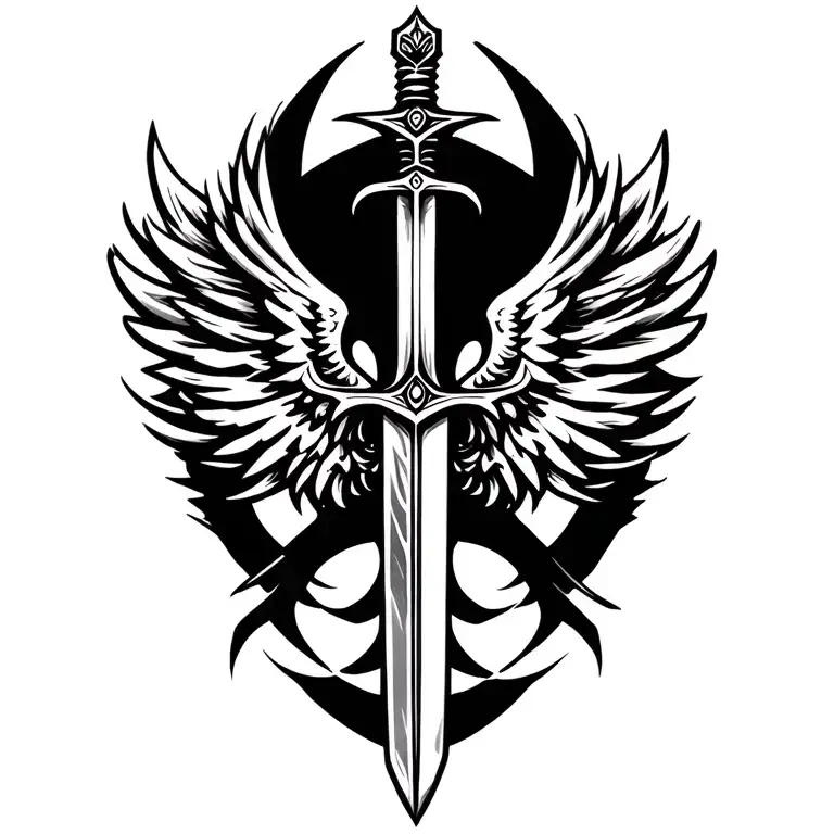 sword with wings tattoo design idea
