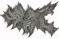The image features abstract black strokes composed of sharp, jagged lines. These lines resemble brush or claw marks, all tattoo design idea