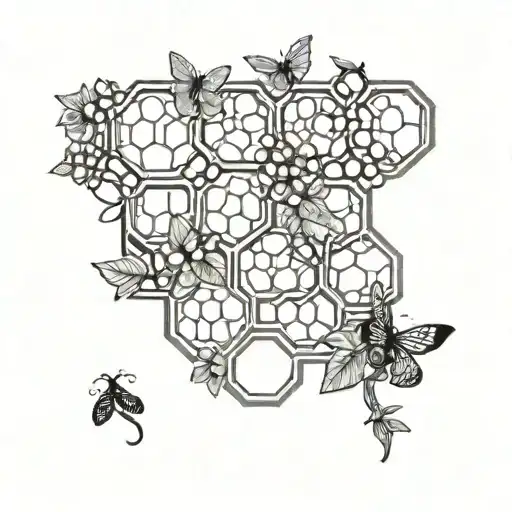 honeycomb and vine intertwined tattoo design idea