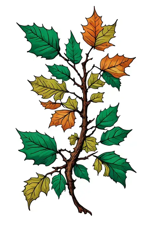 autumn tree branch tattoo design idea