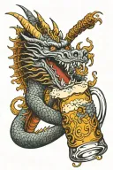 asian dragon drinkin beer mug glass with rum tattoo design idea