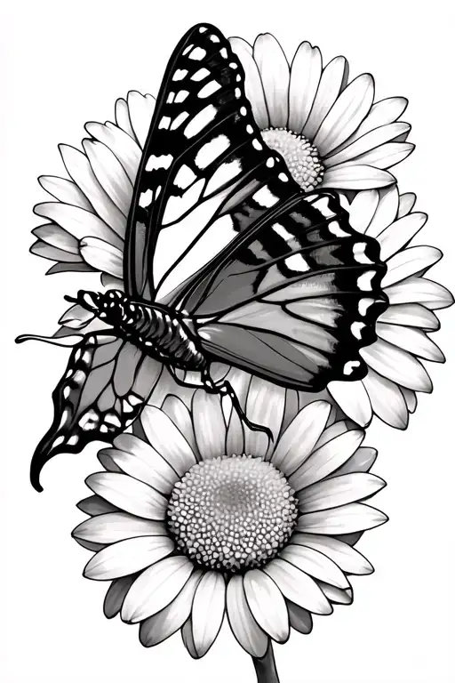 swallowtail butterfly on a daisy tattoo design idea