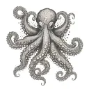 An octopus with its tentacles forming the shape of a father and son symbol tattoo design idea