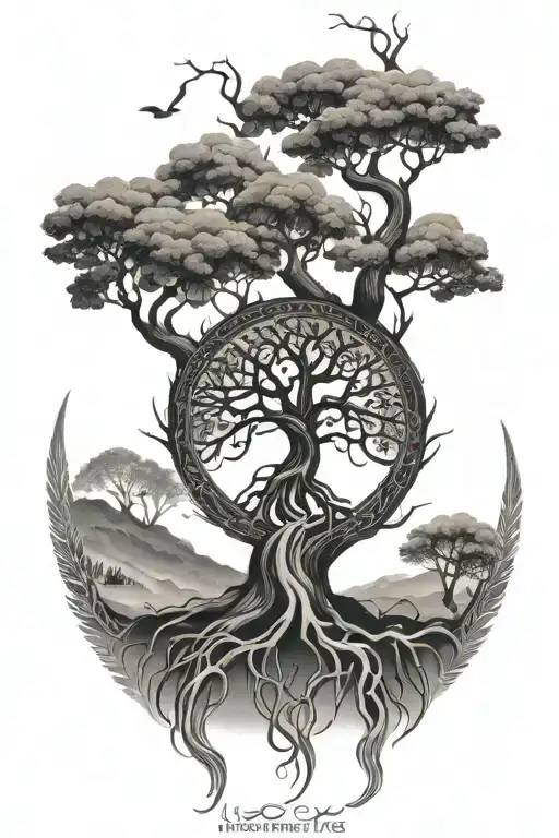 norse tree of life tattoo design idea