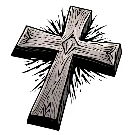 wooden cross tattoo design idea