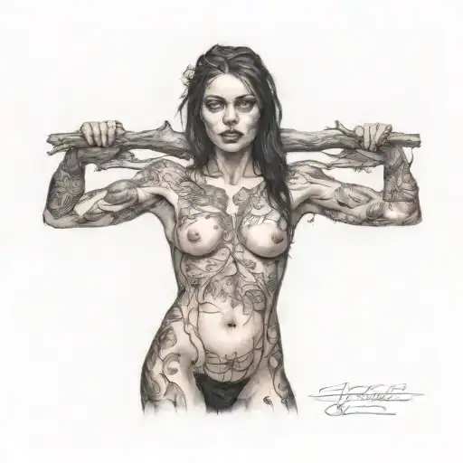 petite,naughty,nude,sexy,full body,gothic,standing,woods,anatomically correct,realism tattoo design idea