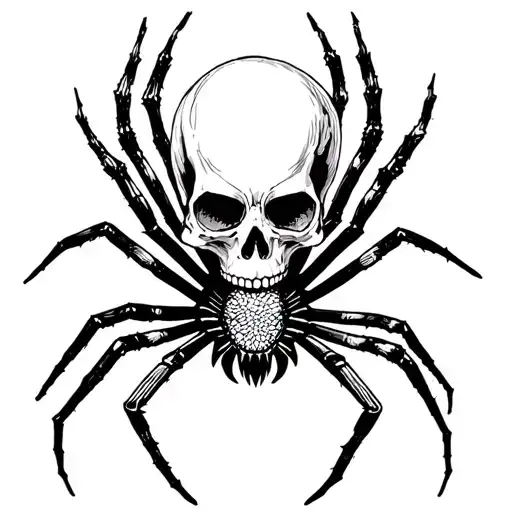 skull and spider tattoo design idea