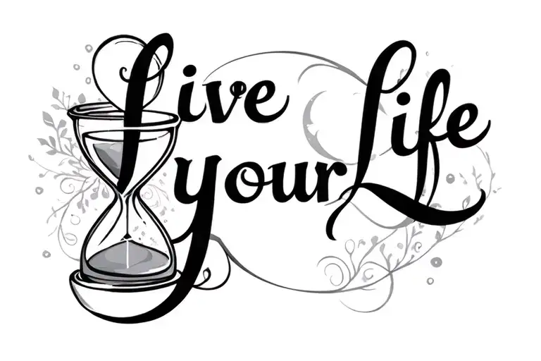 "Live Your Life" "Live Your Life" hourglass background creatures tattoo design idea